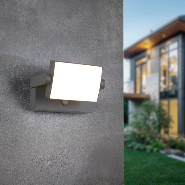 Trio Lighting LED сензорна лампа за външна стена KANSAS антрацит ширина 20 cm IP54, Черен, Алуминий, Модерен