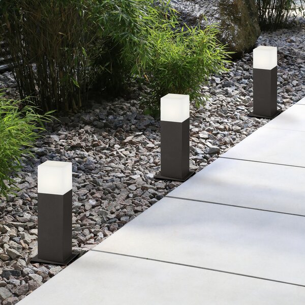 Trio Lighting LED лампа за основа HUDSON, антрацит, височина 30 cm, метал IP44, Черен, Алуминий, Модерен