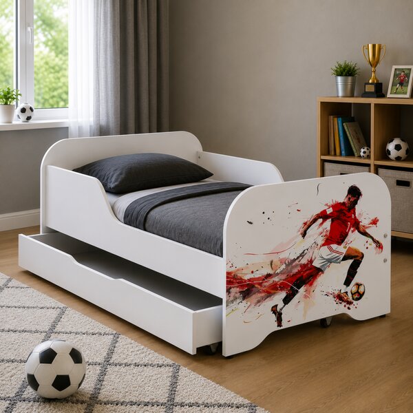 Комплект детско легло 140 x 70 см с матрак и решетъчна основа – FOOTBALLER