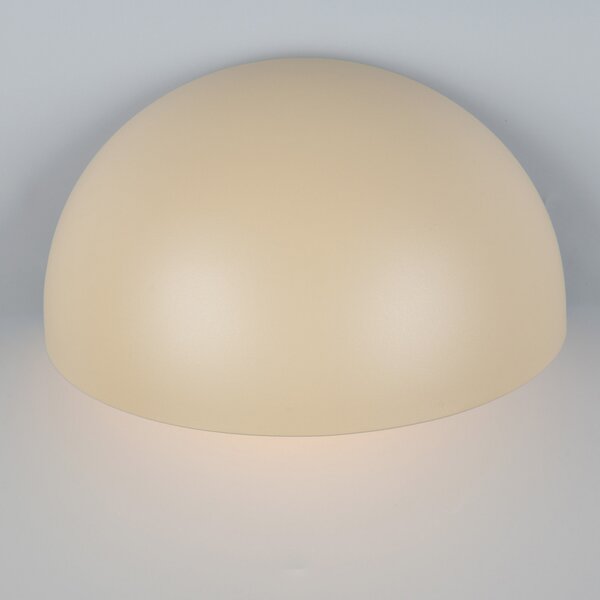 Trio Lighting Външна стенна лампа MAAS, кремава, ширина 27 cm, метал, IP44, Затъмняване, Бежов, Алуминий, Стенна розетка отдолу
