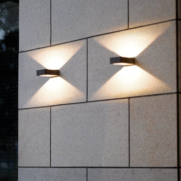 Trio Lighting LED лампа за външна стена RENO, антрацит, ширина 12 cm, метал, IP54, Черен, Алуминий, Модерен