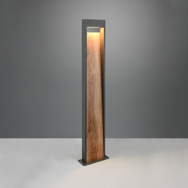 Trio Lighting LED осветление за пътеки SALMON, дървесен вид, височина 100 cm метал, IP44, Дърво, Алуминий, Модерен