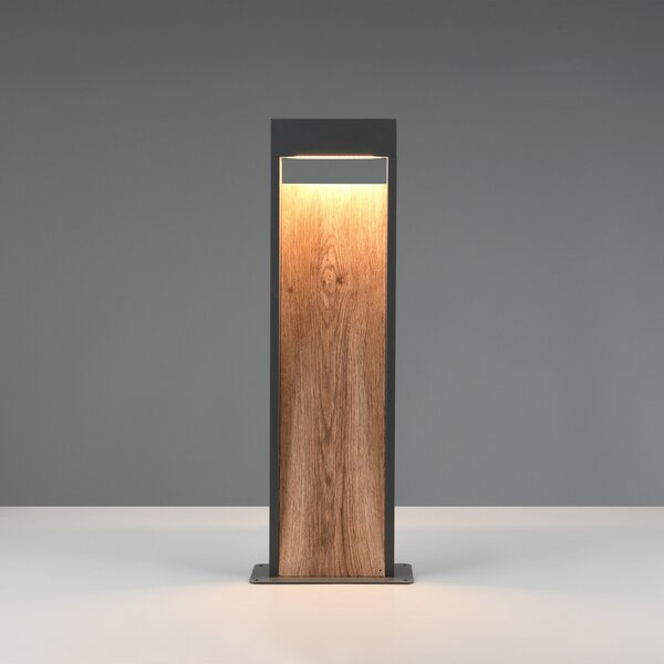 Trio Lighting LED осветление за пътеки SALMON, дървесен вид, височина 60 cm, метал, IP44, Дърво, Алуминий, Модерен