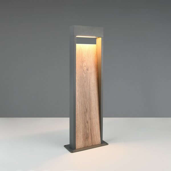 Trio Lighting LED осветление за пътеки SALMON, дървесен вид, височина 60 cm, метал, IP44, Дърво, Алуминий, Модерен