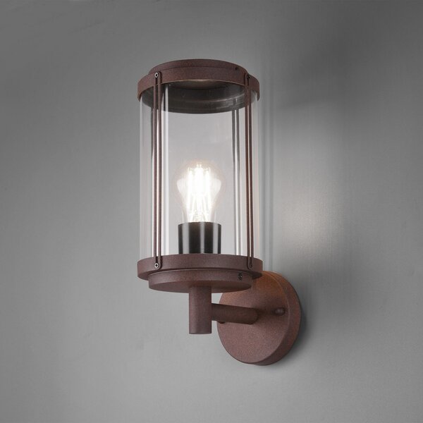 Trio Lighting Външна стенна лампа TANARO, ръждивокафява, височина 33 cm, метал IP44, Затъмняване, Кафяв / ръждив, Алуминий, Модерен, Кръгла стена