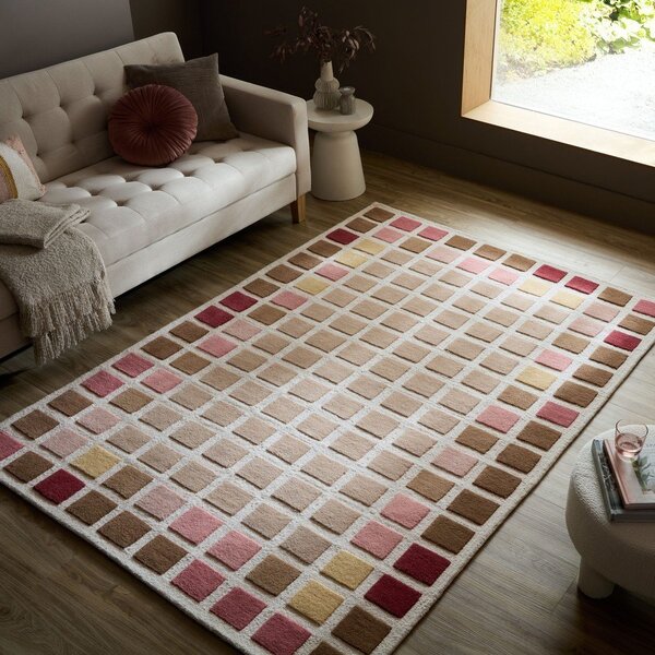 Розов ръчно изработен вълнен килим 140x200 cm Renga Wool – Flair Rugs