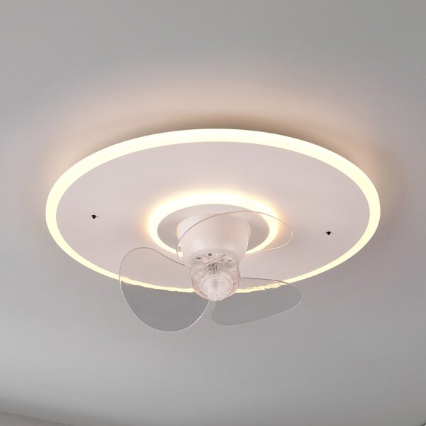 Reality Leuchten LED вентилатор Nybro, бял, DC, тих, Ø 50 cm, CCT, дистанционно управление, Затъмняване, Бял, Дневна/трапезария, Метал, Модерен