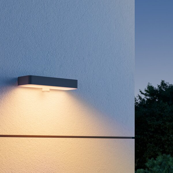 STEINEL LED слънчева стенна лампа XSolar SOL-O S, антрацит сензор, Затъмняване, Черен, Алуминий, Модерен