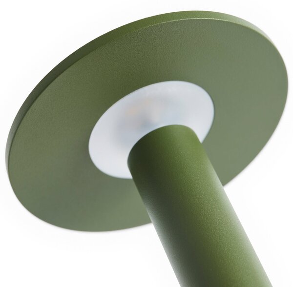 HAY LED акумулаторна настолна лампа HOST PORTABLE, маслиненозелена, 22 cm, IP44, Затъмняване, Зелен, Дневна/трапезария, Алуминий, Модерен