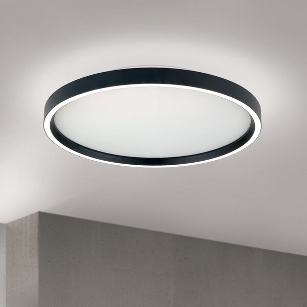 ORION LED таванска лампа Masca, черна, Ø 40 cm, CCT, метал, димер, Затъмняване, Черен, Дневна/трапезария, Метал, Модерен