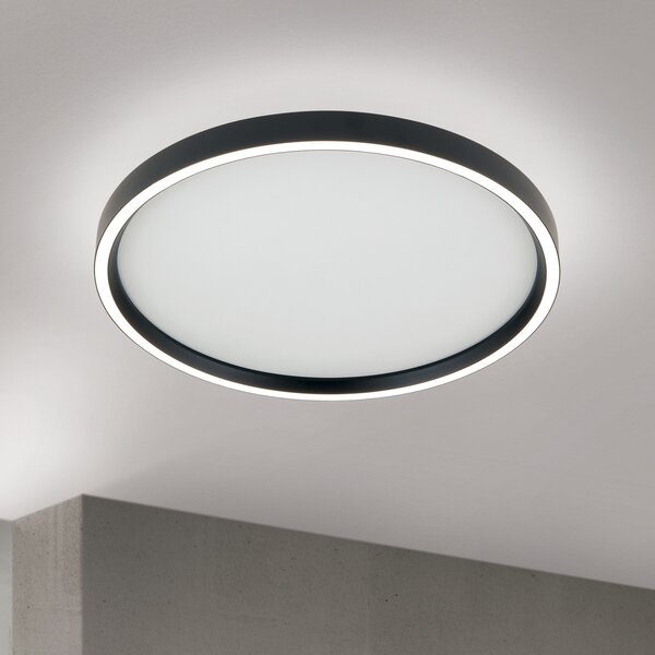 ORION LED таванска лампа Masca, черна, Ø 40 cm, CCT, метал, димер, Затъмняване, Черен, Дневна/трапезария, Метал, Модерен