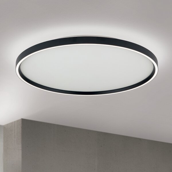 ORION LED таванска лампа Masca, черна, Ø 60 cm, CCT, метал, димер, Затъмняване, Черен, Дневна/трапезария, Метал, Модерен