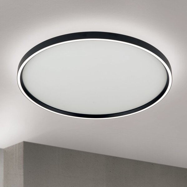 ORION LED таванска лампа Masca, черна, Ø 60 cm, CCT, метал, димер, Затъмняване, Черен, Дневна/трапезария, Метал, Модерен