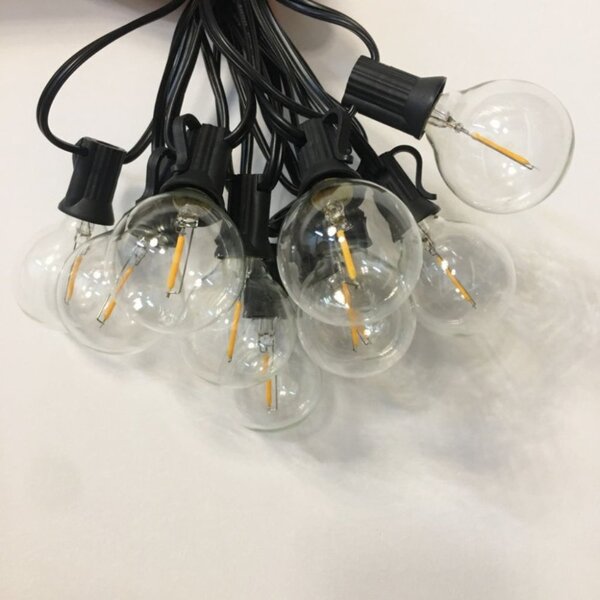 Градинска LED светлинна верига 15 м - 20 декоративни крушки G40, топла бяла светлина, IP44