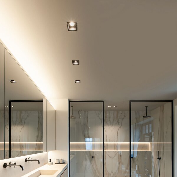 Wever & Ducré Lighting WEVER DUCRÉ LED-Downlight Plano 2.0 черен, димируем, Затъмняване, Черен, Дневна/трапезария, Алуминий, Модерен, Таван с много пламъци