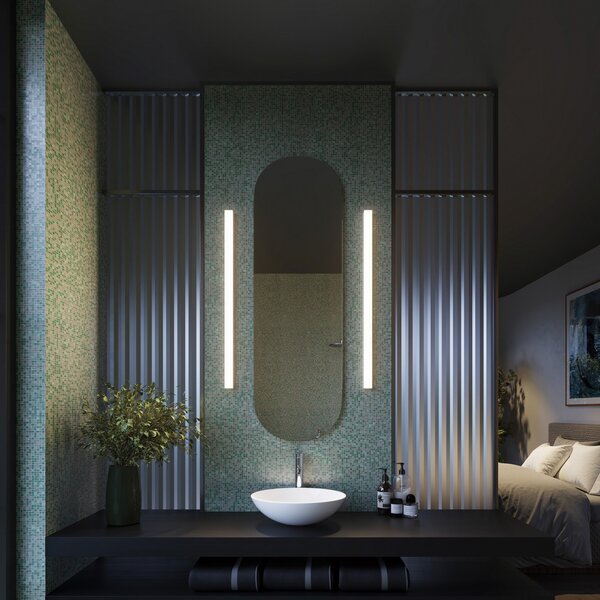 Wever & Ducré Lighting WEVER DUCRÉ LED стенна лампа Mirba 3.0 черно/бяло 91 cm IP44, Бял, Баня, Пластмаса
