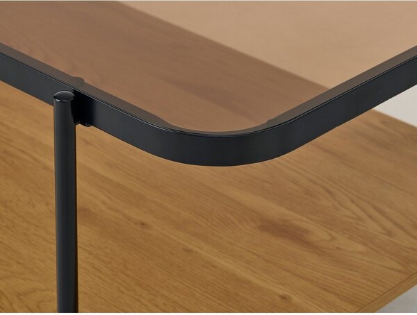 Масичка за кафе със стъклен плот в естествен цвят 60x120 cm Hassel – Unique Furniture