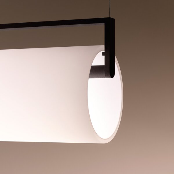 Vibia LED висяща лампа KONTORNO, дължина 122 cm, черна 930 dim, Затъмняване, Черен, Дневна/трапезария, Алуминий, Модерен
