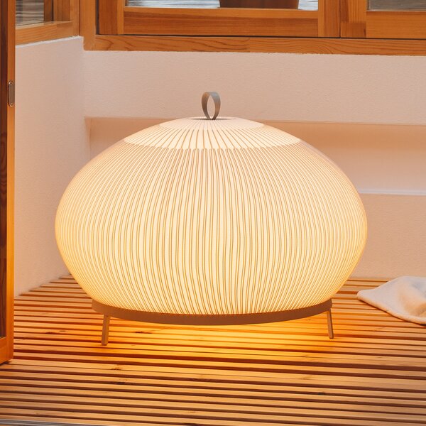 Vibia LED-подова лампа KNIT, 51 x 65 cm, бежова, текстил, Затъмняване, Бежов, Дневна/трапезария, Пластмаса, Дизайн