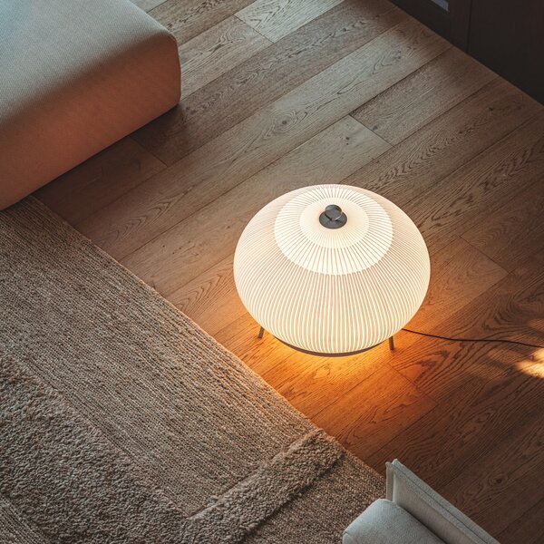 Vibia LED-подова лампа KNIT, 62 x 65 cm, бежова, текстил, Затъмняване, Бежов, Дневна/трапезария, Пластмаса, Дизайн