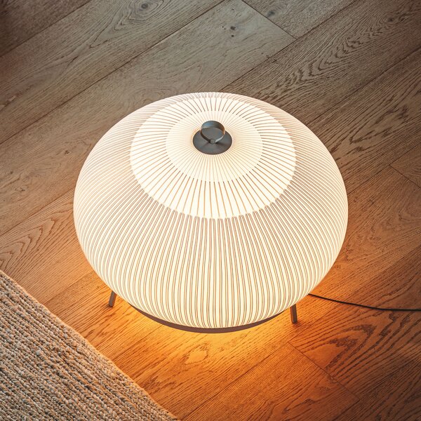 Vibia LED-подова лампа KNIT, 62 x 65 cm, бежова, текстил, Затъмняване, Бежов, Дневна/трапезария, Пластмаса, Дизайн