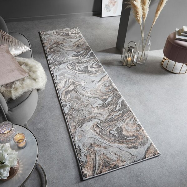 Килим пътека, Marbled Flair Rugs, бледорозов, 60x230 см