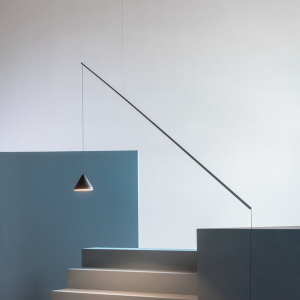 Vibia LED висяща лампа NORTH, черна, метал, 927, децентрализирана, Затъмняване, Черен, Дневна/трапезария, Пластмаса, Дизайн