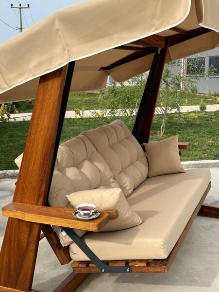 Градински люлеещ се стол с 3 места Sia 2400 Бежов 236x190x175 см