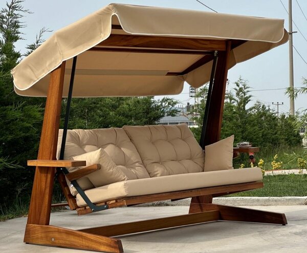 Градински люлеещ се стол с 3 места Sia 2400 Бежов 236x190x175 см