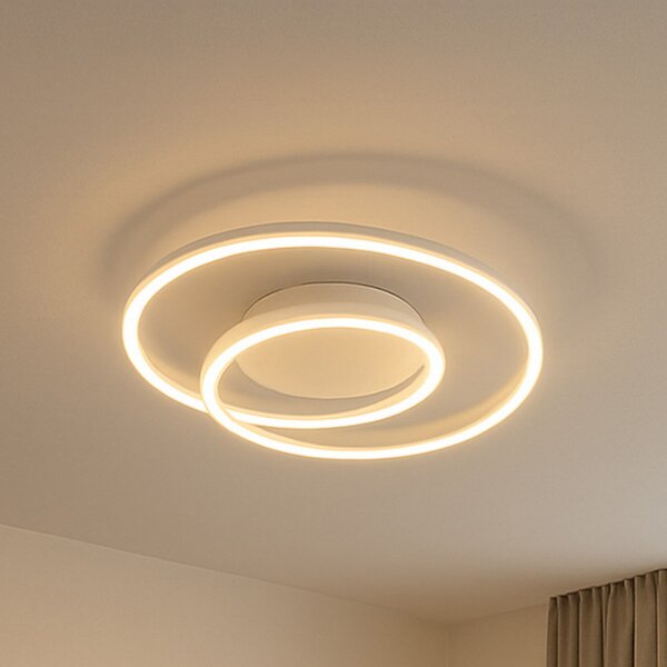 FISCHER & HONSEL LED плафон HOLY, пясъчен, Ø 49 cm, дистанционно управление, CCT, димер, Затъмняване, Бежов, Дневна/трапезария, Метал, Модерен