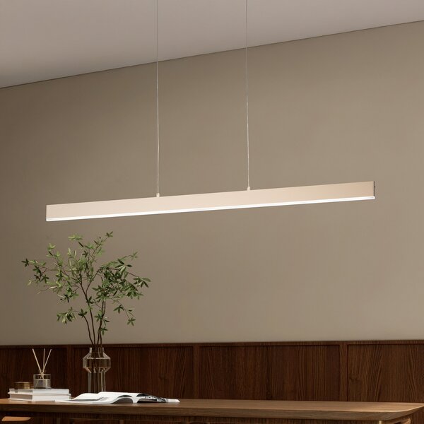 FISCHER & HONSEL LED висяща лампа Silvano, пясъчна, дължина 115 cm, CCT, сензорен димер, Затъмняване, Бежов, Дневна/трапезария, Метал, Модерен
