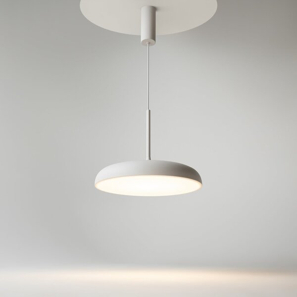 Maytoni LED висяща лампа Gerhard, Ø 40 cm, бяла, метал, Бял, Дневна/трапезария, Метал, Модерен
