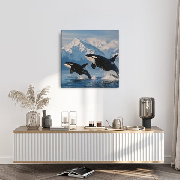 Картина на платно – Величествени косатки и планини