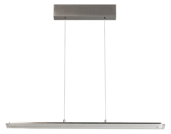 FISCHER & HONSEL LED висяща лампа Torvi, никел, дължина 88 cm, CCT, сензорен димер, Затъмняване, Металик, Дневна/трапезария, Метал, Модерен