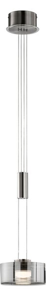 FISCHER & HONSEL LED висяща лампа LAVIN, никел/дим, Ø 20 cm, метал/стъкло dim, Затъмняване, Сив, Дневна/трапезария, Метал, Модерен