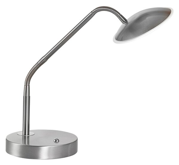 FISCHER & HONSEL LED настолна лампа Tallri, никел, височина 60 cm, CCT сензорен димер, Затъмняване, Металик, Дневна/трапезария, Метал, Модерен