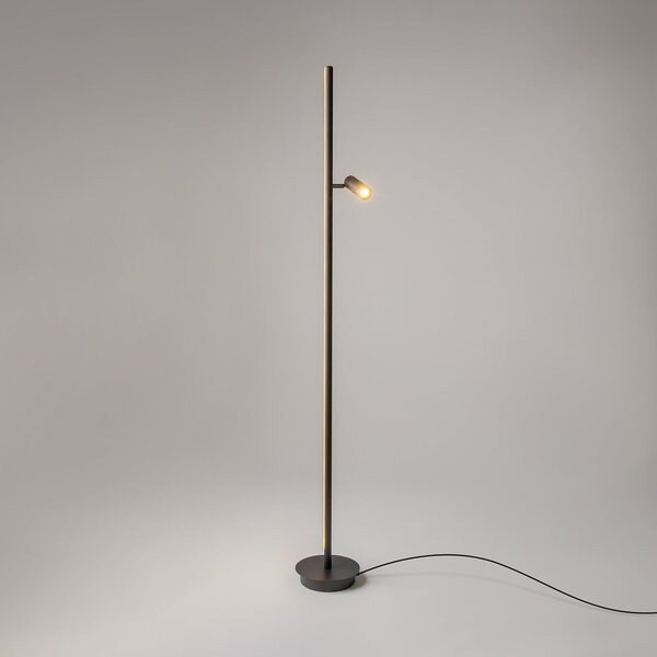 Maytoni LED стояща лампа Thin, черна, алуминий, височина 155 cm, димер, Затъмняване, Черен, Дневна/трапезария, Алуминий, Модерен