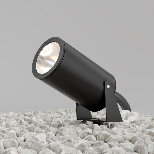 Maytoni LED прожектор за забиване в земята Bern, графит, Ø 13 cm, IP65, Сив, Алуминий