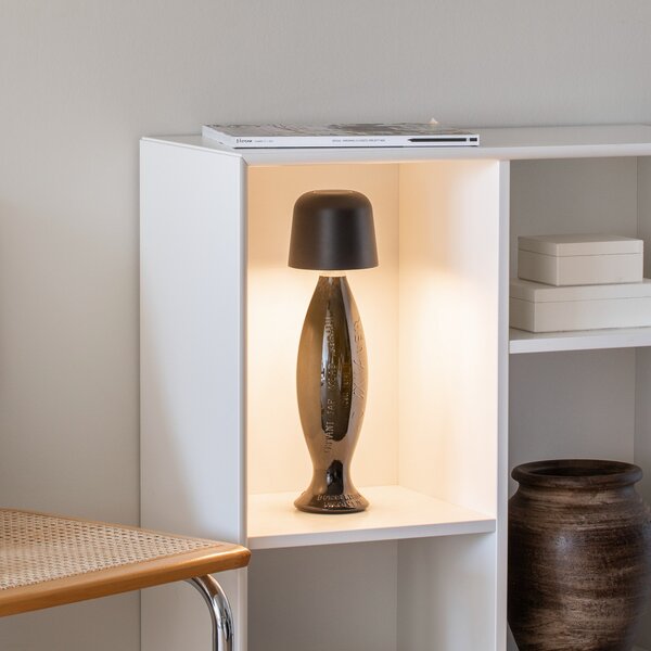 Konstsmide LED акумулаторна настолна лампа Biot, черна, височина 30 cm, IP54, USB, Затъмняване, Черен, Дневна/трапезария, Алуминий, Модерен