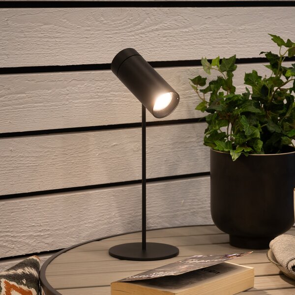 Konstsmide LED акумулаторна настолна лампа Multi, черна, височина 30 cm, IP54, Затъмняване, Черен, Дневна/трапезария, Алуминий, Модерен