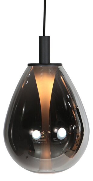 Mexlite LED висяща лампа Glimsy, Ø 14 cm, черна/пушено сива, стъкло, Затъмняване, Сив, Дневна/трапезария, Стъкло