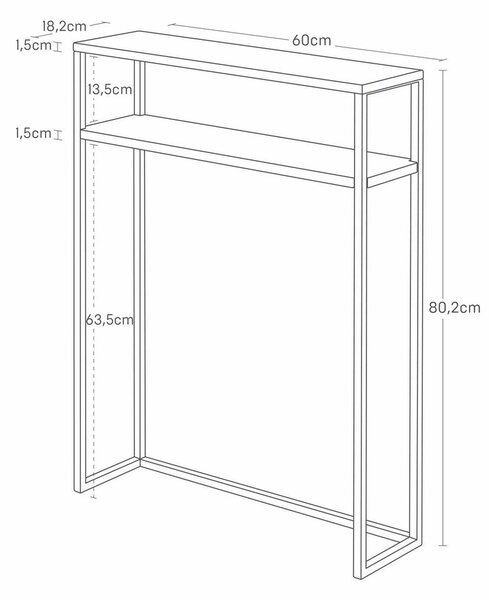 Бяла метална конзолна маса 18x60 cm Tower – YAMAZAKI