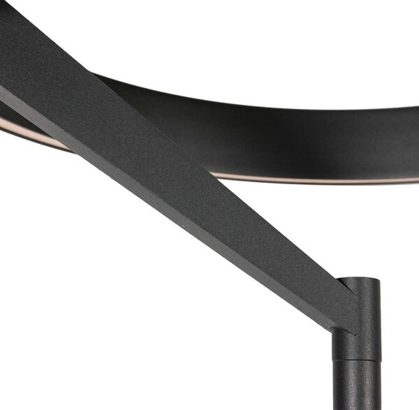 Steinhauer LED стояща лампа Mykty, черна, височина 170 cm, метал 2-flg. CCT, Затъмняване, Черен, Дневна/трапезария, Метал, Модерен