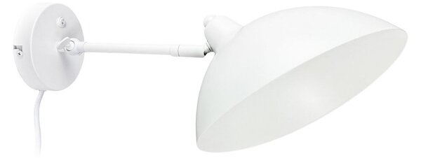 Dyberg Larsen стенна лампа Futura, бяла, 15W, кабел, метал, Бял, Дневна/трапезария, Метал, Скандинавски