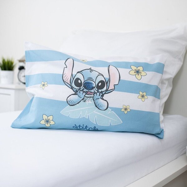 Светлосиньо памучно детско спално бельо за детско креватче 100x135 cm Lilo & Stitch "Tropical Hugs" – Jerry Fabrics