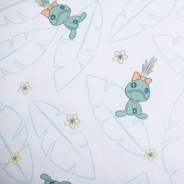 Светлосиньо памучно детско спално бельо за детско креватче 100x135 cm Lilo & Stitch "Tropical Hugs" – Jerry Fabrics