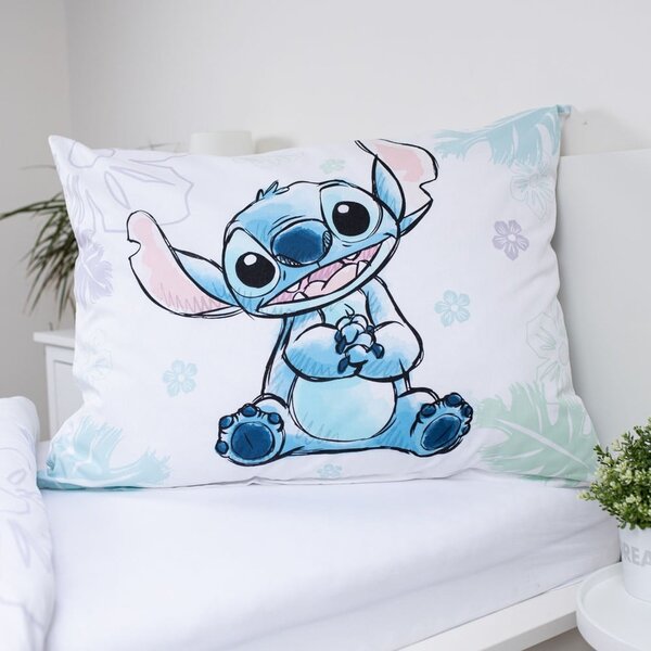 Бяло единично памучно детско спално бельо 140x200 cm Lilo and Stitch "Ohana White" – Jerry Fabrics