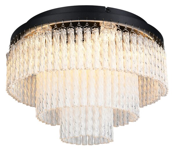 Reality Leuchten LED таванска лампа Vono, черна/прозрачна, Ø 40 cm, CCT, RGB дистанционно, Затъмняване, Черен, Дневна/трапезария, Метал