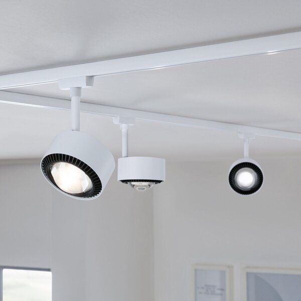Paulmann URail LED-Spot Aldan, 3.000K, сигнално бял, Затъмняване, Бял, Дневна/трапезария, Метал, Модерен