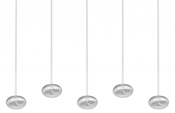 Trio Lighting LED висяща лампа Tarsia, бяла матова, дължина 161 cm, стъкло, 5-крилна., Затъмняване, Бял, Дневна/трапезария, Стъкло, Модерен